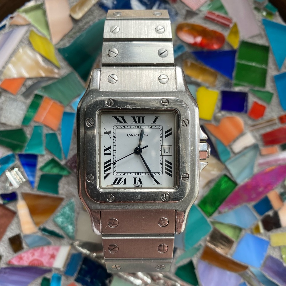 Vintage 90s cartier santos Galbee Automatic 29x41